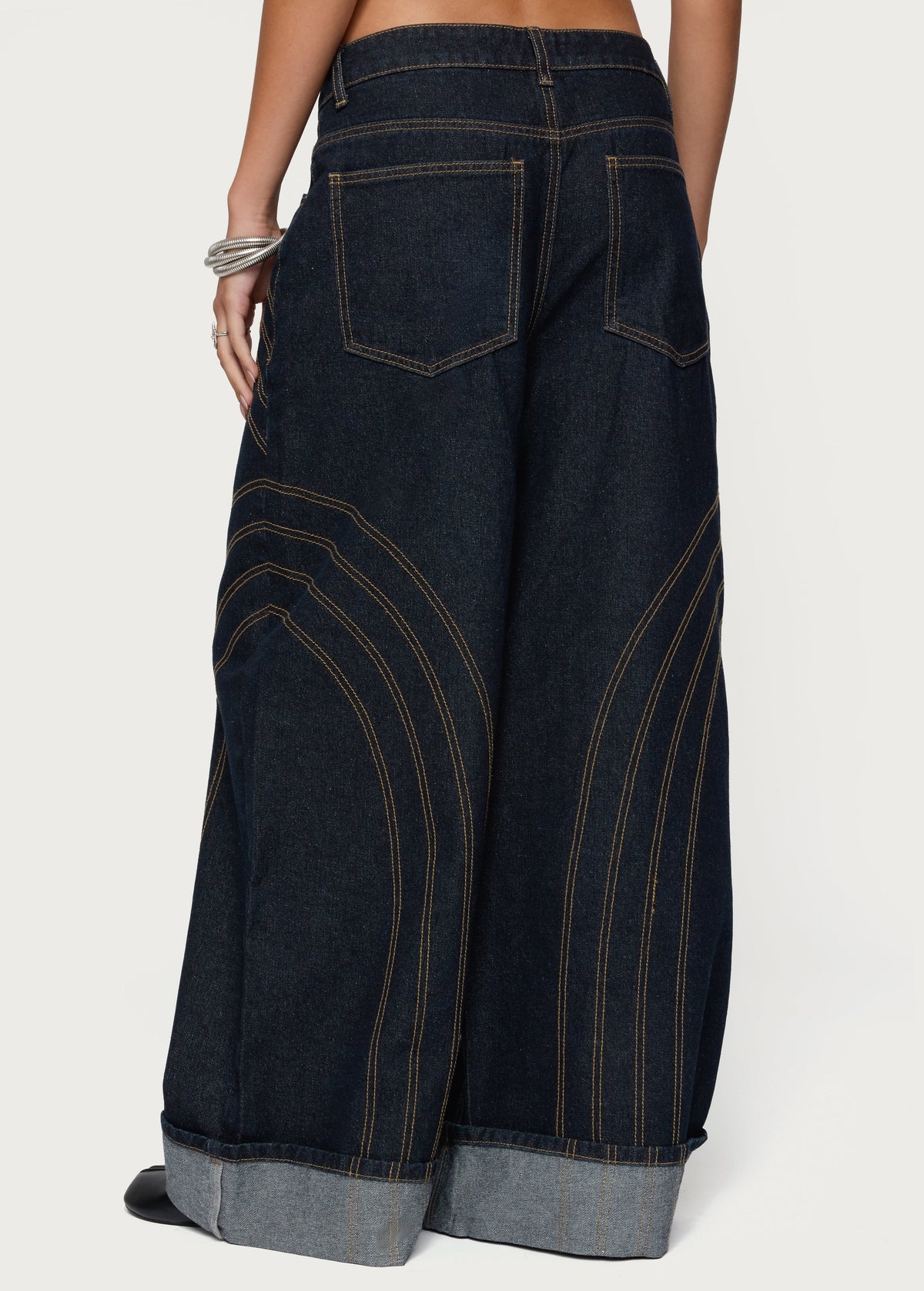 Cuffed Low Rise Baggy Jeans