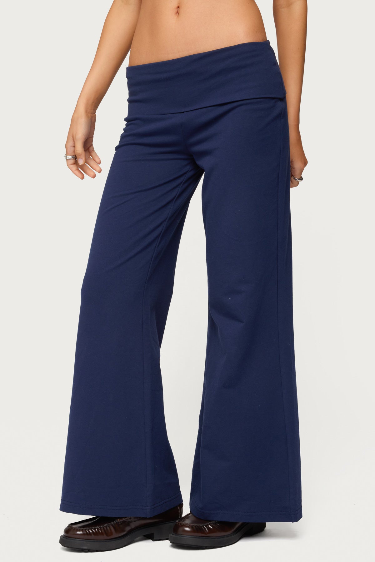 Petite Wide Leg Fold Over Pants