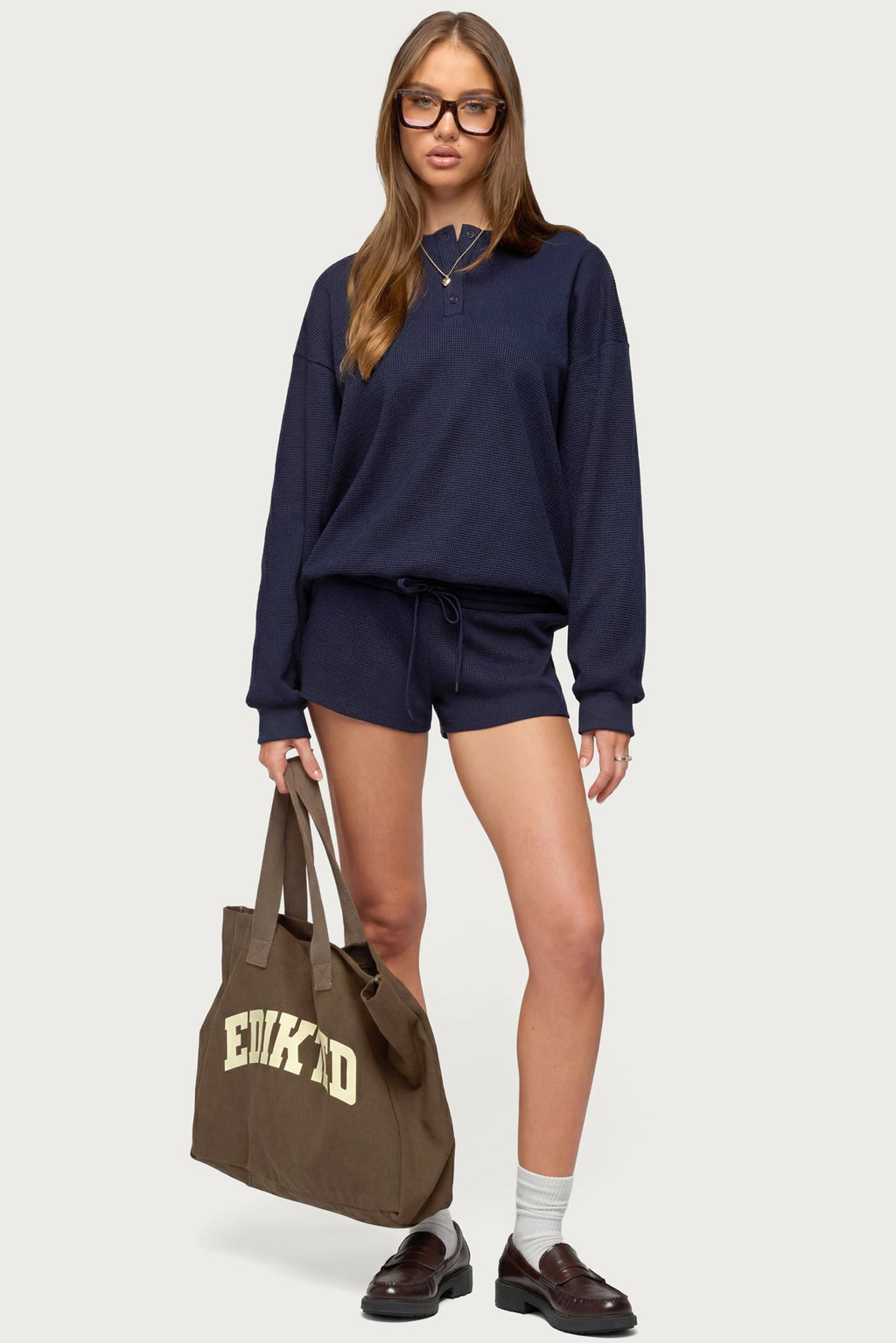 Baila Waffle Henley Top